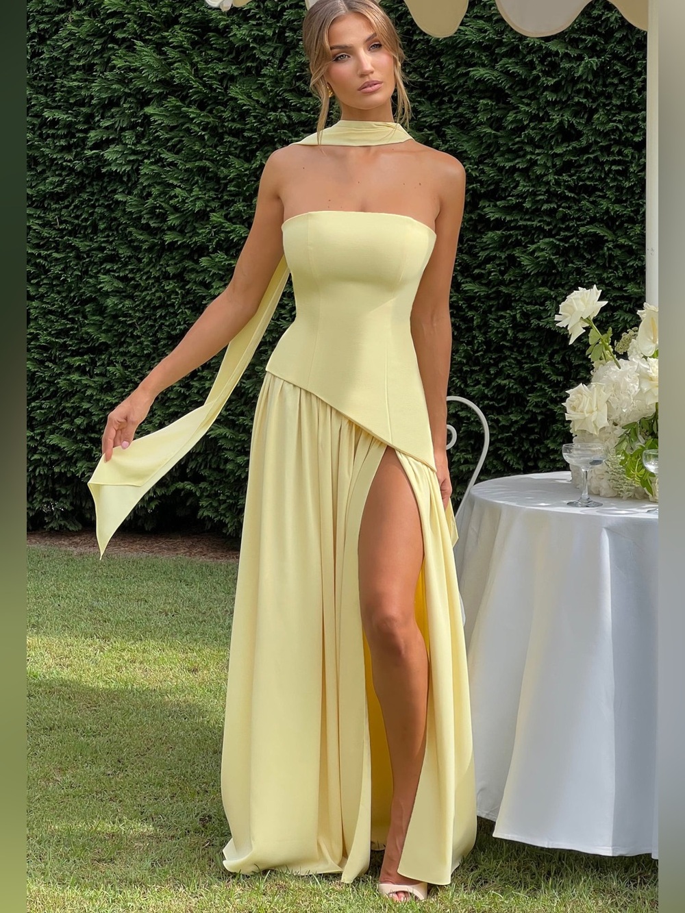 Babyboo Maliyah Maxi Dress Lemon Women’s Size Large NWT NIB